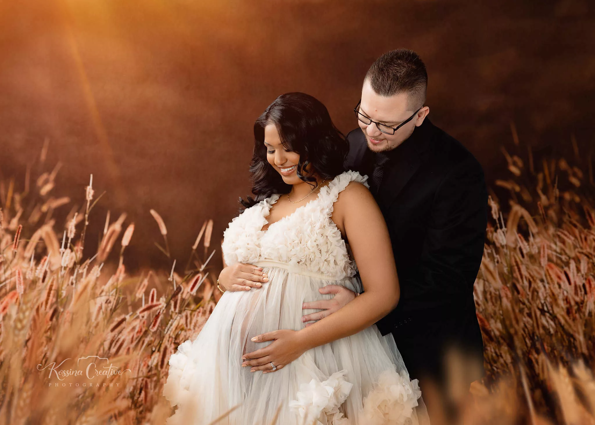 Orlando Maternity Photographer Photo Studio studio wheat field white dress