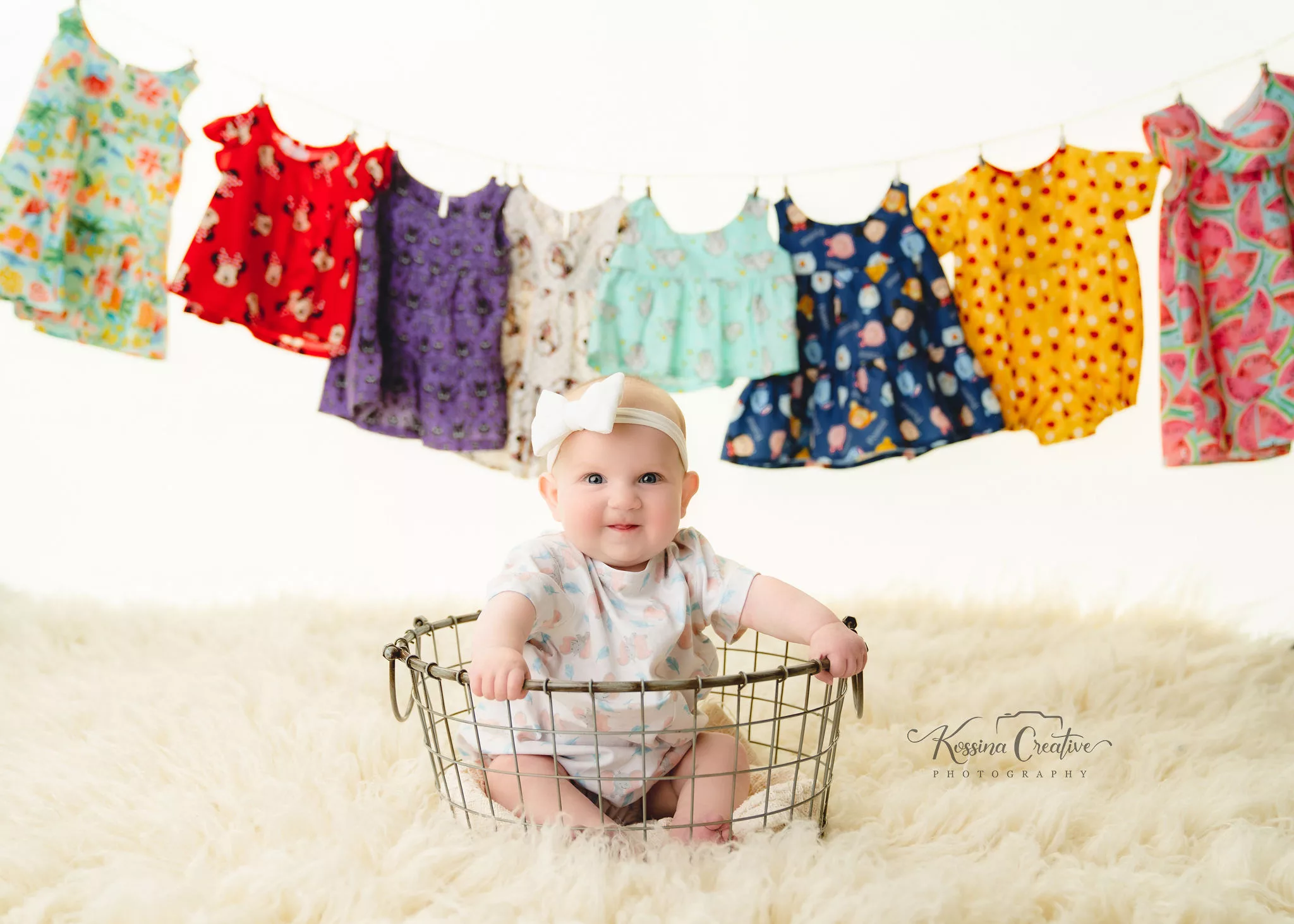 Orlando Baby Photographer 6 month sitter milestone baby girl in basket