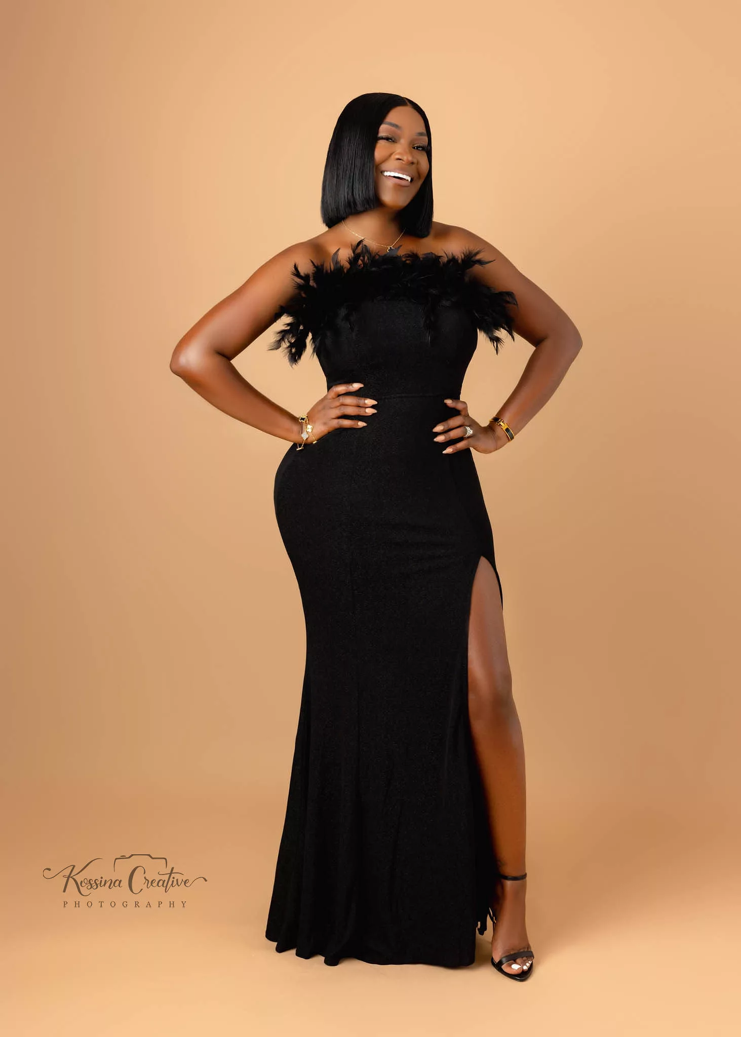 Orlando Boudoir Photographer Photo Studio Glamour shots 15 black dress feather top