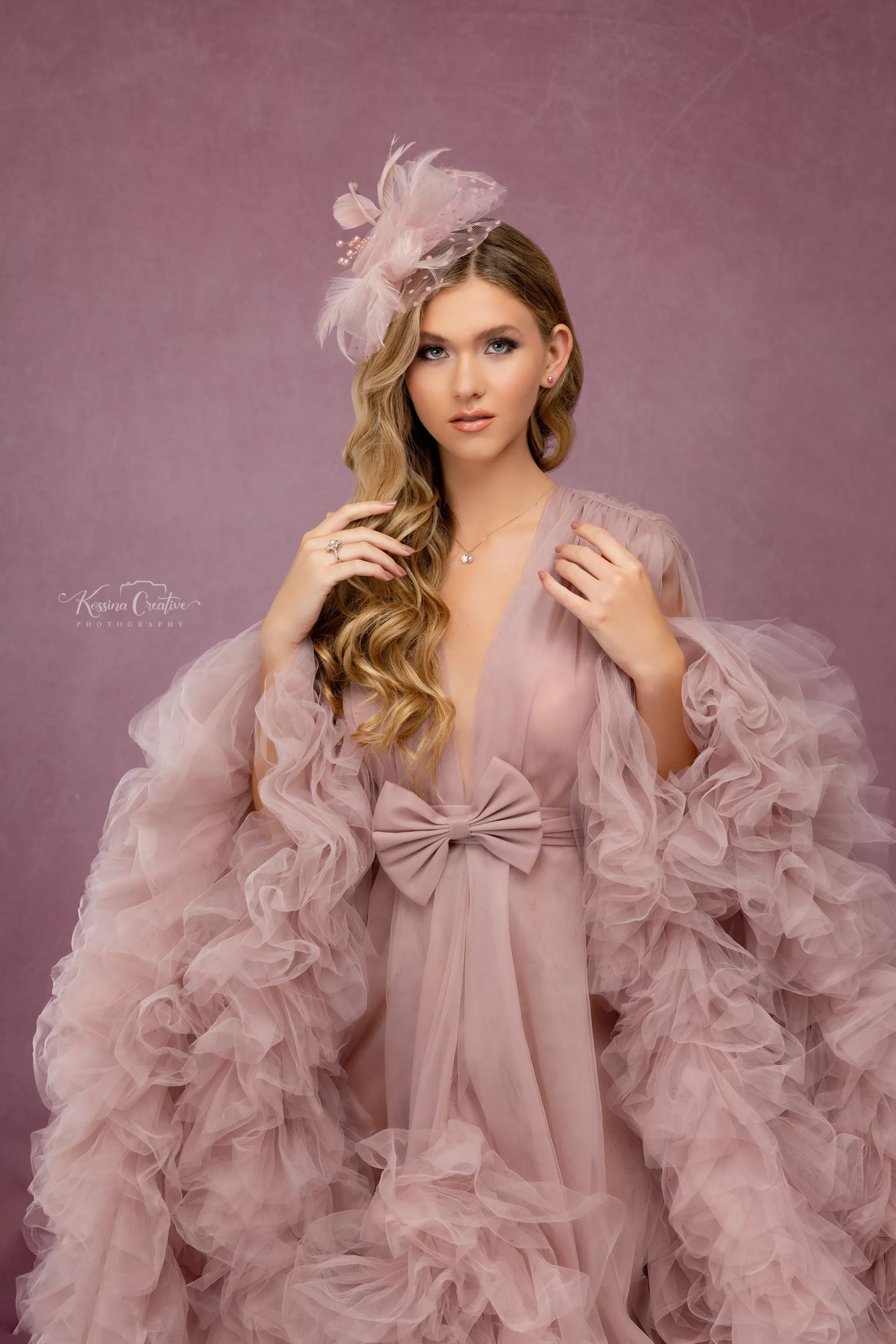 Orlando Boudoir Photographer Photo Studio Glamour shots pink fluffy dress