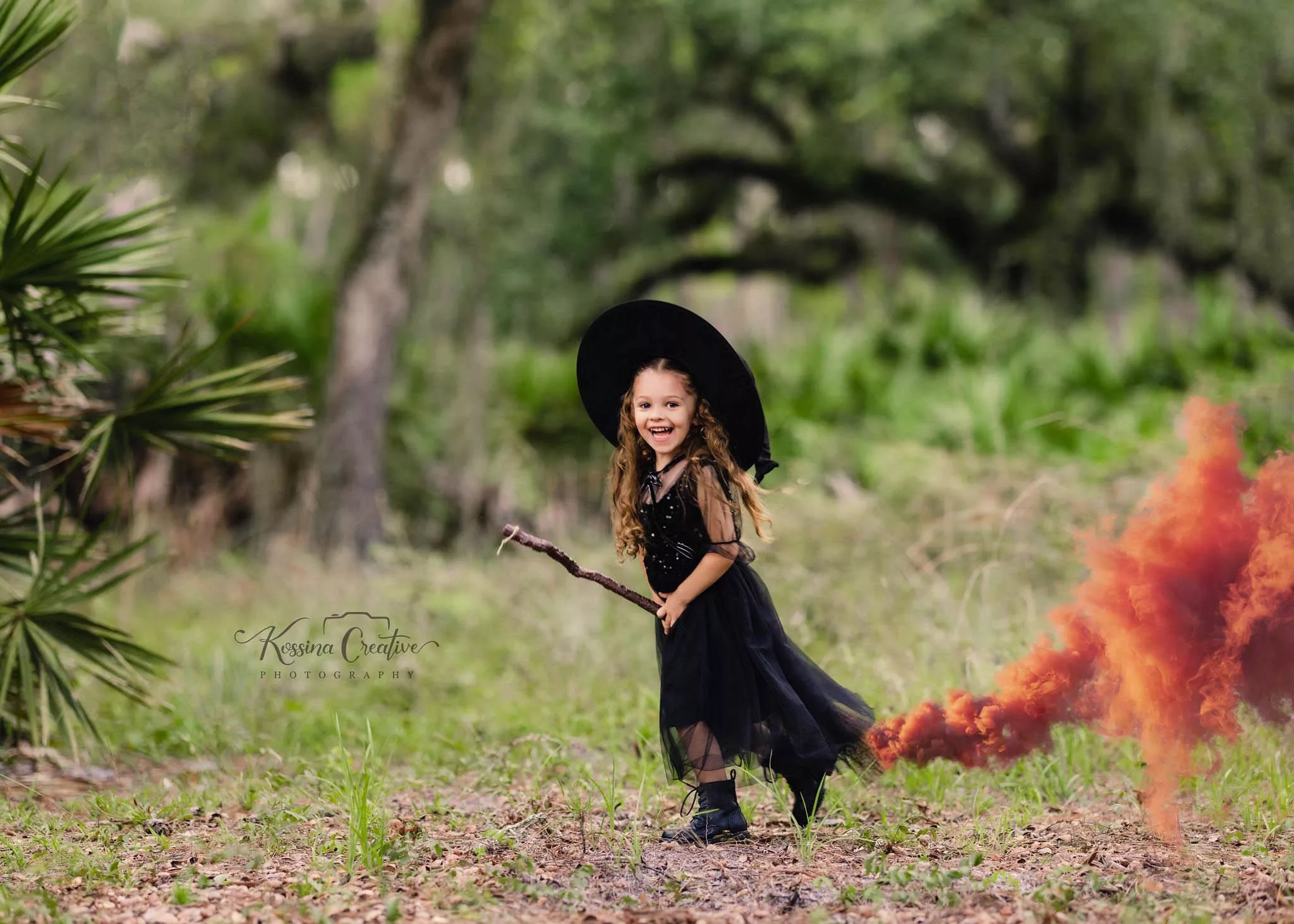 Orlando Family Photographer Birthday Photoshoot outdoor witch broom