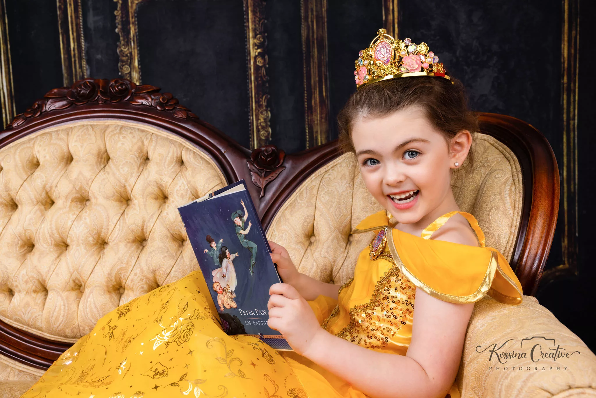 Orlando Family Photographer Birthday Photoshoot beauty and the beast belle reading disney princess