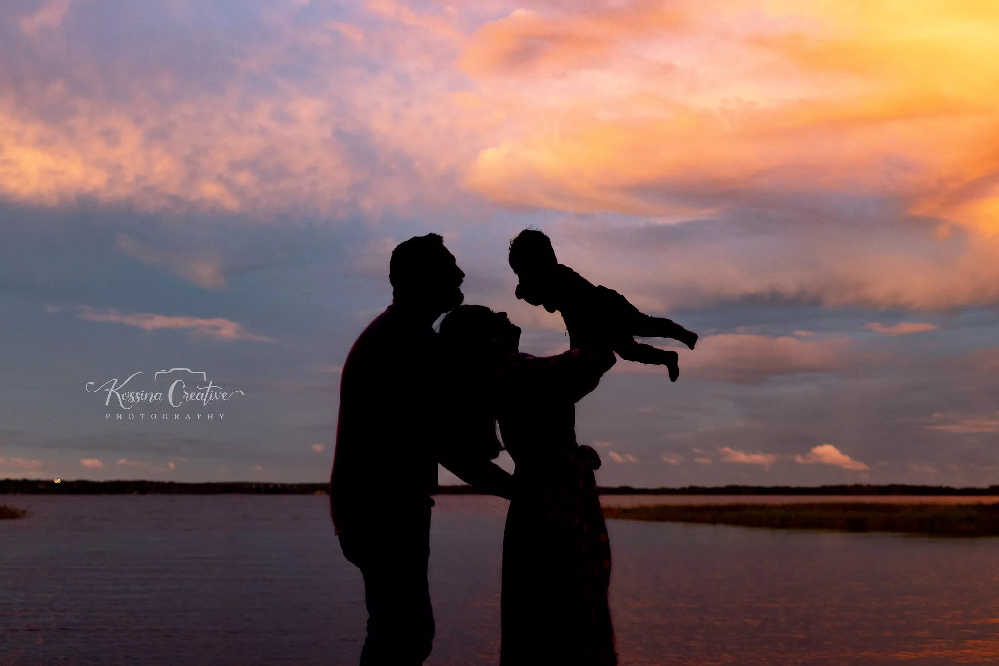 Orlando Family Photographer Family session sunset silhouette