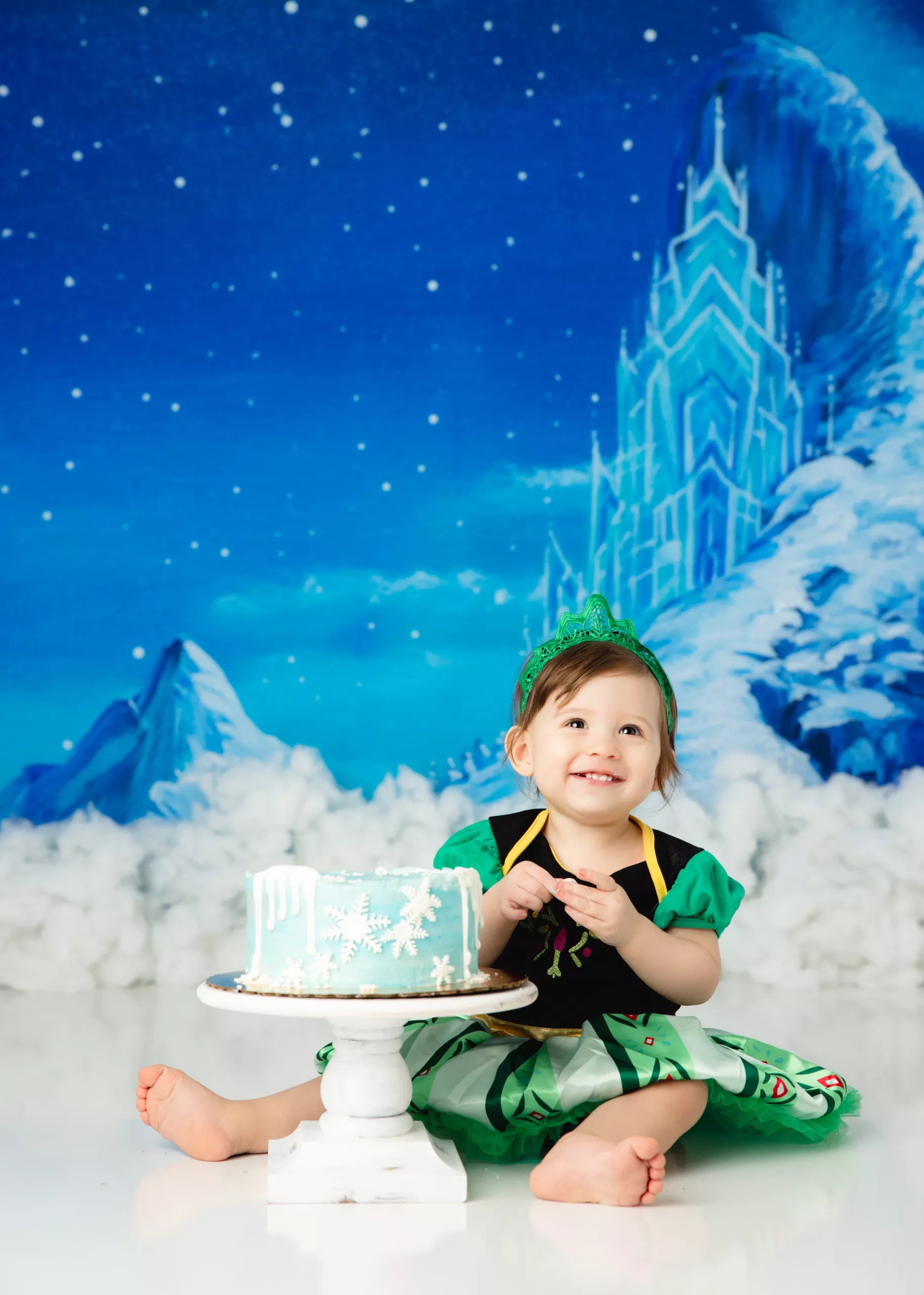 Orlando Girl Cake Smash 1st Birthday Photographer Photo Studio disney princess frozen ana and elsa