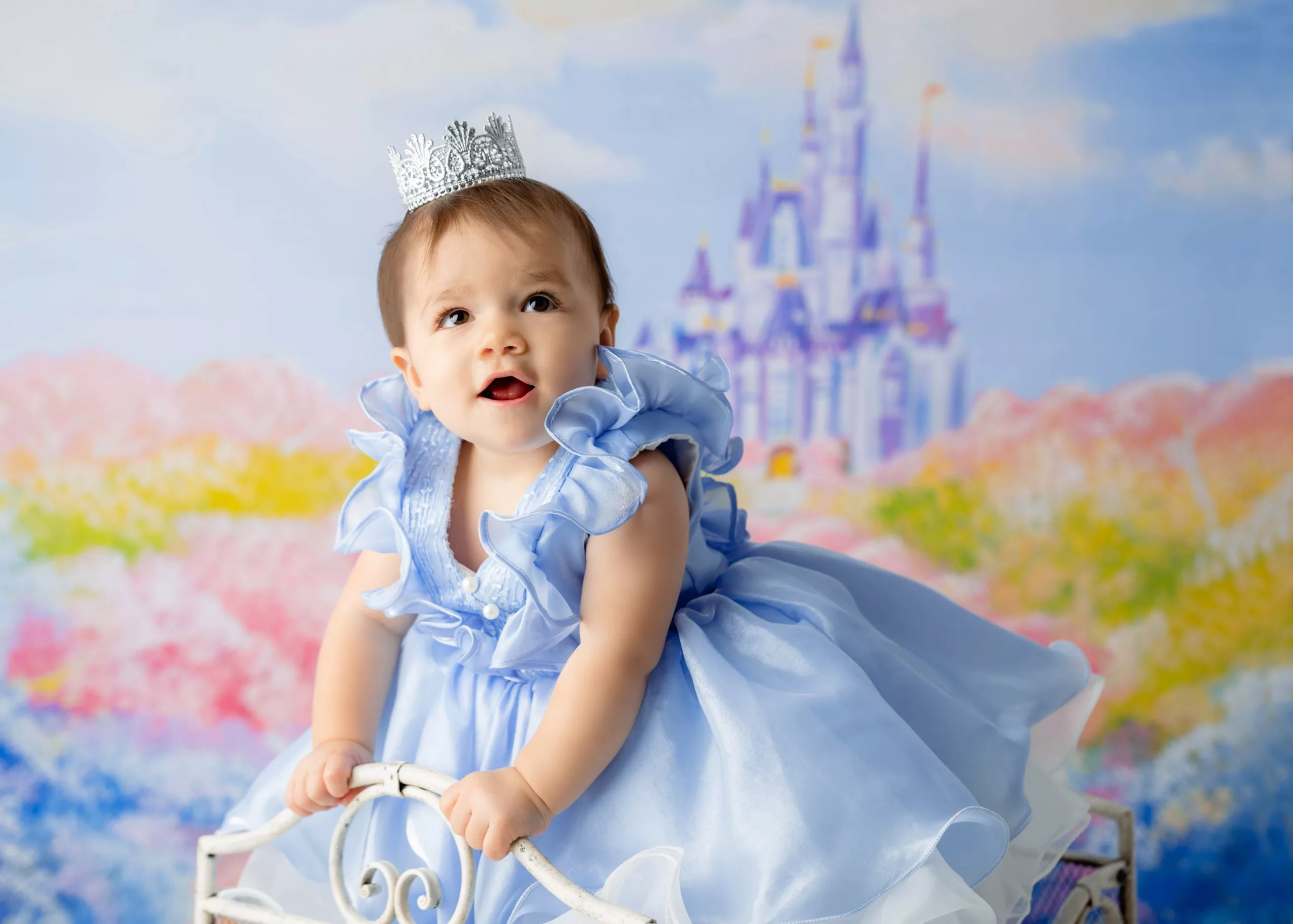 Orlando Girl Cake Smash 1st Birthday Photographer Photo Studio princess castle cinderella fairytale
