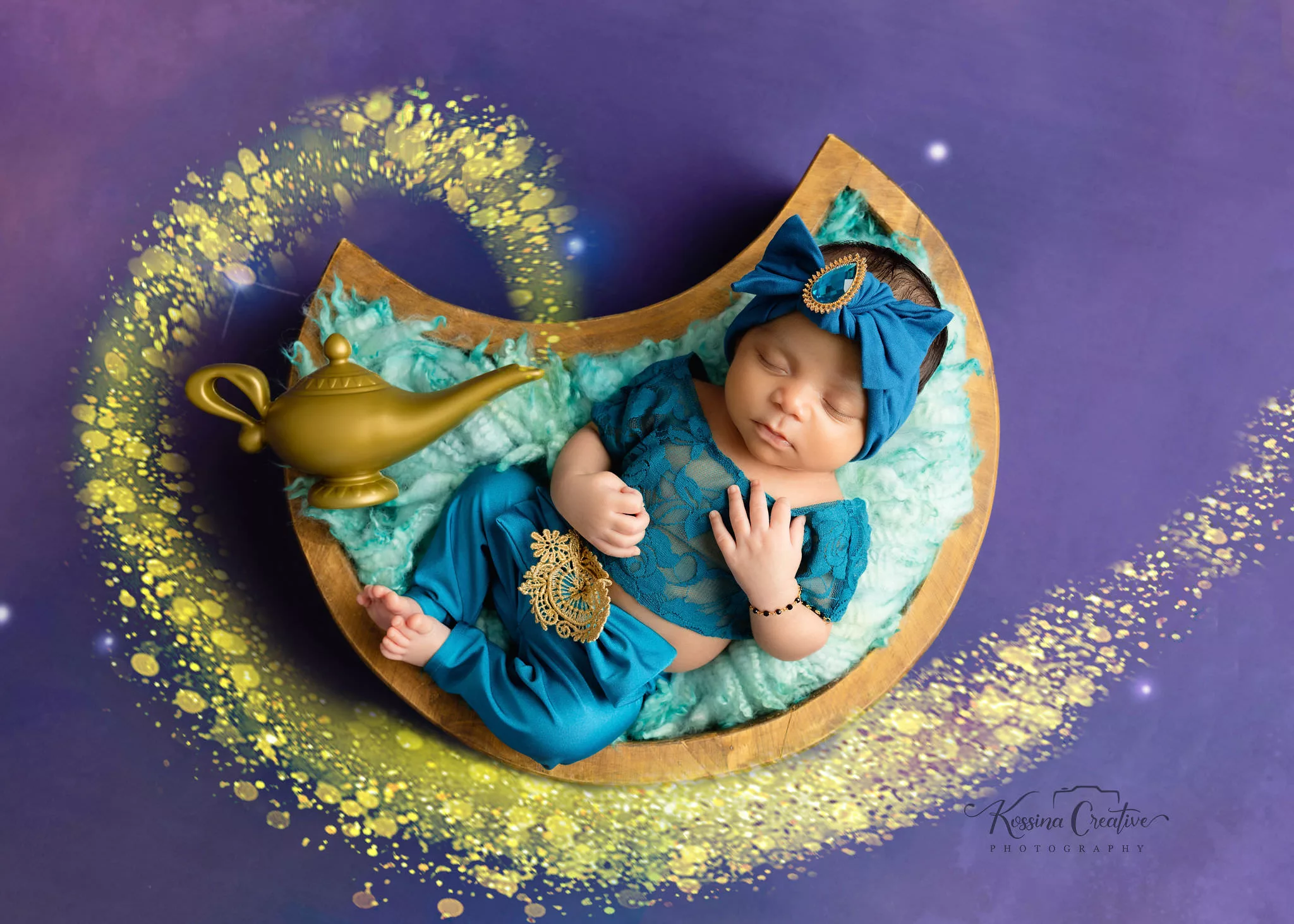 Orlando Newborn Photographer Baby Girl Photo studio disney princess jasmine magical moon bowl