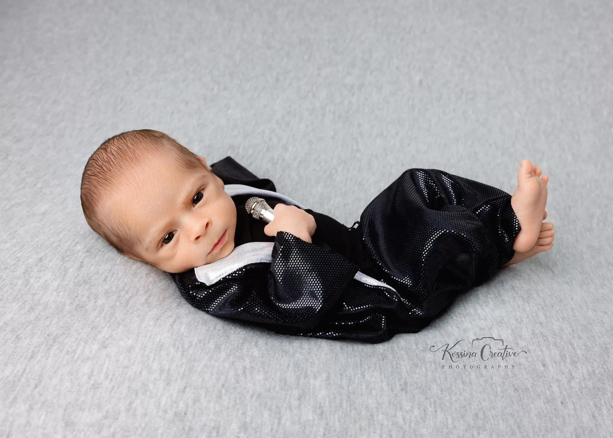 Orlando Newborn Photographer Photo Studio Baby Boy with microphone