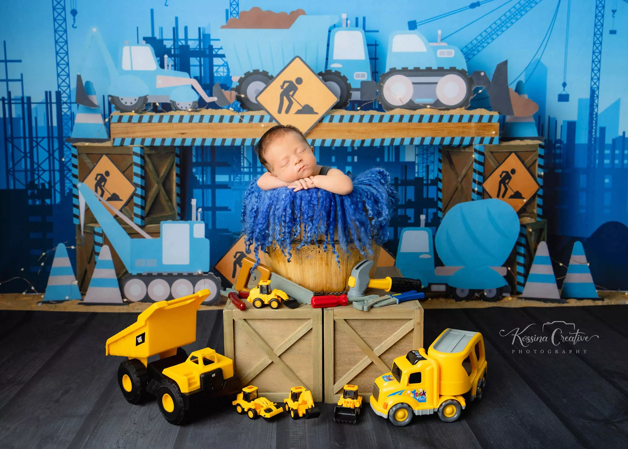 Orlando Newborn Photographer Photo Studio Baby Boy construction